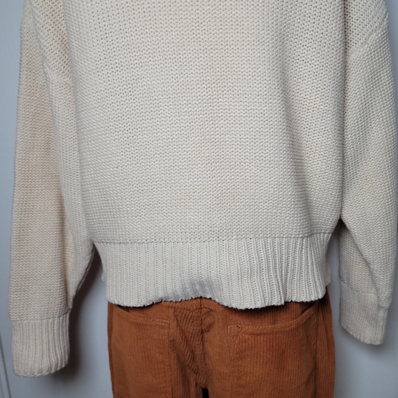 Love Olive Co Cream Cable Knit Cowl Neck Sweater Cotton Blend Size Small - Picture 9 of 12